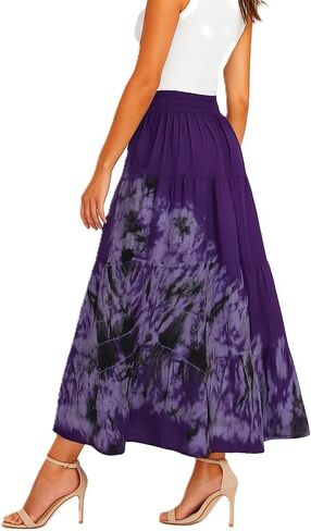 ATM Maxi Tiered Long Skirt Bohemian Elastic Waist Tie Dye Handmade Plus Size in Saudi Arabia