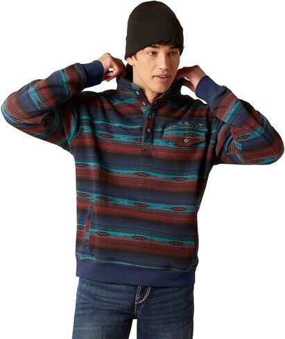Ariat Men's Cotton-Rich Mockneck Sweatshirt - Biscay Blue Heather, Large in Saudi Arabia