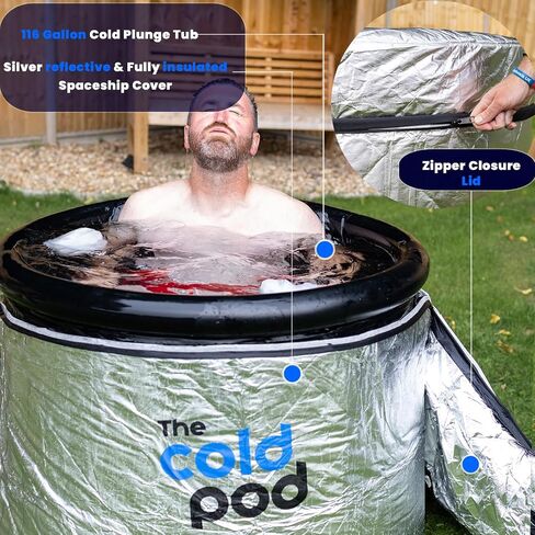 Ice Bath Tub for Athletes with Lid: Cold Plunge Tub for Recovery 75CM, 4 Layers Portable Ice Bath Barrel Plunge Pool by The Cold Pod in Saudi Arabia