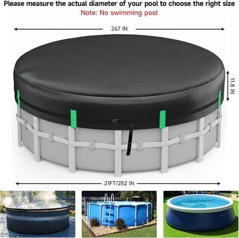 LXKCKJ 6 Ft Round Pool Cover, Solar Covers for above Ground Pools, Stock Tank Pool Cover Protector with Pool Cover Accessories, Round Hot Tub Cover Ideal for Waterproof and Dustproof (Black) in Kuwait