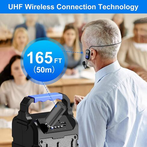 لوكوكو سماعة ميكروفون لاسلكية، سماعة راس لاسلكية UHF ونظام ميكروفون محمول 2 في 1 مع شاشة LED رقمية، ميكروفون نطاق 165 قدم لمكبر الصوت والدليل السياحي والتدريس والترويج والمناقشة in Saudi Arabia