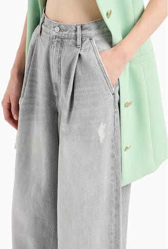 Armani Exchange Women's Super Wide Leg Cotton 5 Pocket Pant in Saudi Arabia