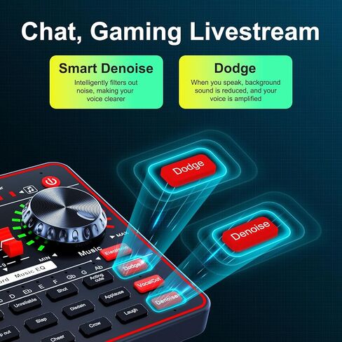 Audio Mixer with Sound Card, tenlamp Two 3.5mm Studio Condenser Microphone and G3 Audio interface, Sound Board Voice Changer, Podcast Equipment Bundle for PC Recording Gaming Live Streaming Podcast in Saudi Arabia