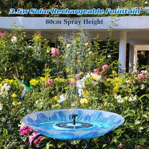 AISITIN 3.5W Solar Bird Bath Fountain Built-in 1500mAh Battery, Solar Water Fountain with 6 Nozzles, Solar Floating Fountain Pump for Bird Bath, Fish Tank, Pond, Pool, Garden and Outdoor in Saudi Arabia