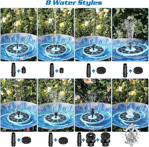 AISITIN 3.5W Solar Bird Bath Fountain Built-in 1500mAh Battery, Solar Water Fountain with 6 Nozzles, Solar Floating Fountain Pump for Bird Bath, Fish Tank, Pond, Pool, Garden and Outdoor in Saudi Arabia