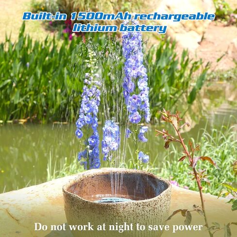 AISITIN 3.5W Solar Bird Bath Fountain Built-in 1500mAh Battery, Solar Water Fountain with 6 Nozzles, Solar Floating Fountain Pump for Bird Bath, Fish Tank, Pond, Pool, Garden and Outdoor in Saudi Arabia