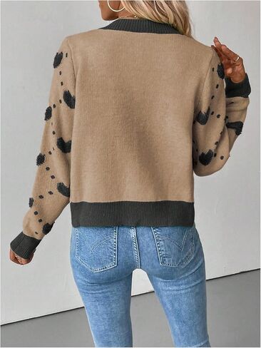 GORGLITTER Women's Color Block Button Up Sweater Cardigan Trendy Dressy Heart Long Sleeve Fall Knit Short Cardigan 2025 in Saudi Arabia