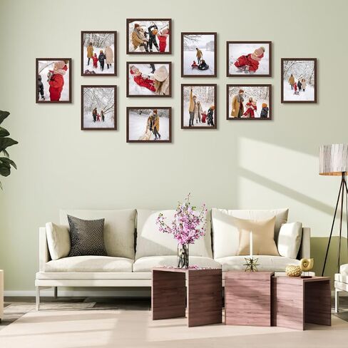 CRUGLA 4x6 Paper Picture Frame Set of 11, Multi Rustic 4 by 6 Photo Frames Collage for Wall or Tabletop Display, Brown in Saudi Arabia