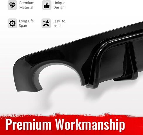 Ikon Motorsports ، Diffuser الخلفي متوافق مع 2018-2024 Infiniti Q50 ، أسود غير لامع PP الإضافات الإضافية الناشفة الخلفية المفسد المفسد المفسد مع ضوء الفرامل ، 2019 2020 2021 in Kuwait