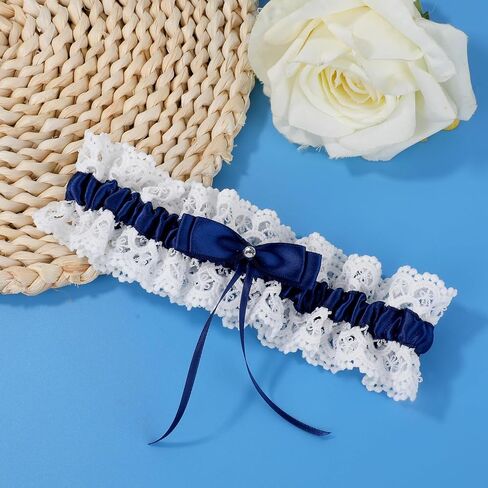Bride Wedding Garter, Sweet Bow White Lace Elastic Leg Garter Elegant Wedding Accessories for Women Girls Bridal Shower Party in Saudi Arabia