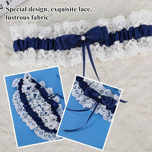 Bride Wedding Garter, Sweet Bow White Lace Elastic Leg Garter Elegant Wedding Accessories for Women Girls Bridal Shower Party in Saudi Arabia