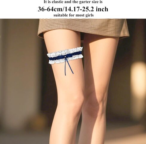 Bride Wedding Garter, Sweet Bow White Lace Elastic Leg Garter Elegant Wedding Accessories for Women Girls Bridal Shower Party in Saudi Arabia