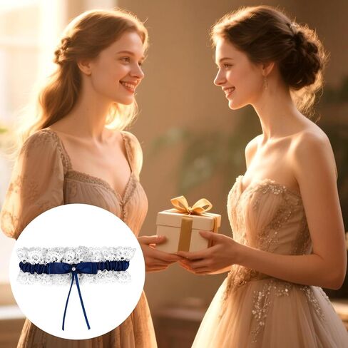 Bride Wedding Garter, Sweet Bow White Lace Elastic Leg Garter Elegant Wedding Accessories for Women Girls Bridal Shower Party in Saudi Arabia