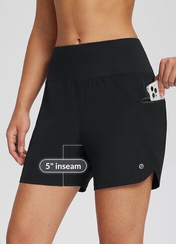 BALEAF Women's Mountain Bike Shorts 2 in 1 Padded MTB 5" Cycling Padding Pockets Biking Bicycle Cycle Riding Black L in Saudi Arabia