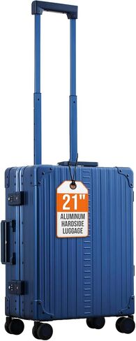 حقيبة أمتعة Aleon International مقاس 21 بوصة مصنوعة من الألومنيوم ذات الجانب الصلب باللون الأسود. مع أربع عجلات، ومقبض متداخل، وأقفال TSA. للرحلات القصيرة أو كمرافق لأمتعة تسجيل الوصول الخاصة بك (Onyx) in Kuwait