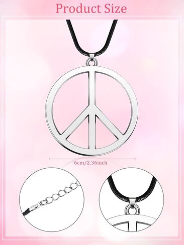Tatuo Hippie Dressing Accessory Set Hippie Glasses and Peace Sign Necklace Pink Yellow in Saudi Arabia
