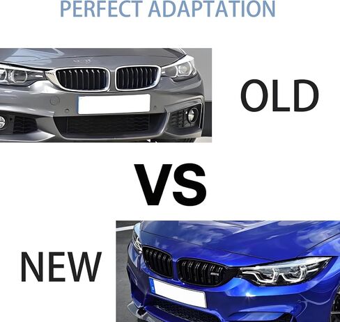 F32 Grill Front Kidney Grille Replacement Compatible with 2014-2020 4 Series F32 F33 F36 428i 430i 435i 440i 2015-2019 F82 F83 M4 3 Series F80 M3 (Double Slats Gloss Black) in Saudi Arabia