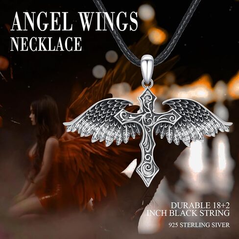 OHAYOO Angel Wings Necklace Sword Necklace Pendant for Women Holy Guardian Angel Necklace Anniversary Wings Jewelry Gifts for Girls Mom Daughter Wife in Kuwait