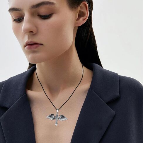OHAYOO Angel Wings Necklace Sword Necklace Pendant for Women Holy Guardian Angel Necklace Anniversary Wings Jewelry Gifts for Girls Mom Daughter Wife in Kuwait