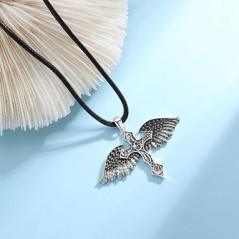 OHAYOO Angel Wings Necklace Sword Necklace Pendant for Women Holy Guardian Angel Necklace Anniversary Wings Jewelry Gifts for Girls Mom Daughter Wife in Kuwait