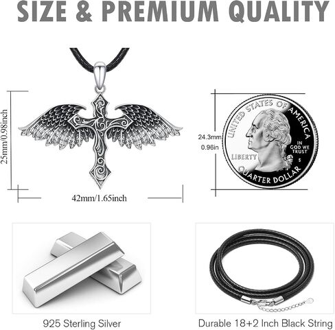 OHAYOO Angel Wings Necklace Sword Necklace Pendant for Women Holy Guardian Angel Necklace Anniversary Wings Jewelry Gifts for Girls Mom Daughter Wife in Kuwait