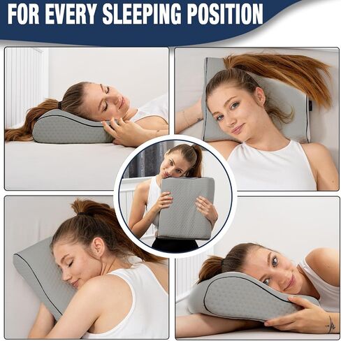 alkamto Travel & Camping Comfortable Memory Foam Pillow with Extra Cotton Cover – Easy to Carry Portable Bag – Temperature Regulating Pillow Case - Perfect for Travelling/Fishing/Backpacking/Hiking in Kuwait