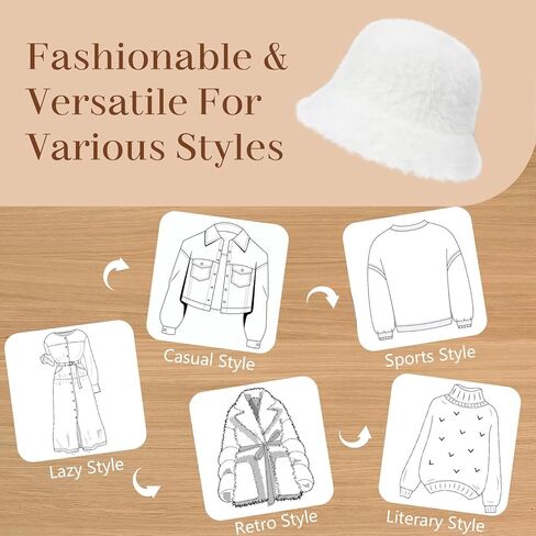 قبعة Phaiy Furry Bucket للفتيات والنساء، قبعة دلو شتوية بلون موحد، قبعة صياد من الفرو الصناعي المنفوش الدافئ in Kuwait