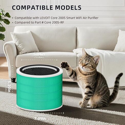 Core 200S Replacement Filter Compatible with LEVOIT Core 200S Smart WiFi Air Purifier, 3-in-1 H13 True HEPA Filter Replacement and High-Efficiency Activated Carbon, Part # Core 200S-RF, 2 Pack in Saudi Arabia