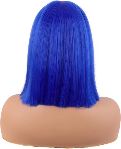 MapofBeauty 12 Inch/30 cm Straight Bob Flat Bangs Short Colorful Synthetic Hair Cosplay Party Wig (Orange) in Kuwait