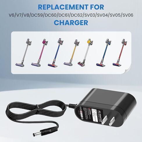 Replacement for V6 Battery Charger for V7 V8 DC58 DC59 DC61 DC62 SV03 SV04 SV05 SV06 Model 205720-02 Motorhead AC DC Adapter Charger for Cordless Vacuum Cleaner Absolute Animal in Saudi Arabia
