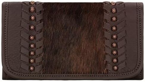 American West Women's Cow Town Chocolate Pony Hair Tri-Fold Wallet Chocolate One Size in Kuwait