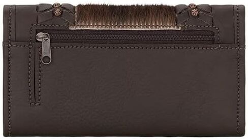 American West Women's Cow Town Chocolate Pony Hair Tri-Fold Wallet Chocolate One Size in Kuwait