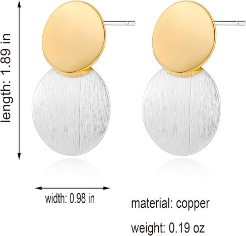 Gold Silver Round Disc Dangle Earrings Minimalist Circle Geometric Statement Drop Earrings for Women Girls Gift in Saudi Arabia