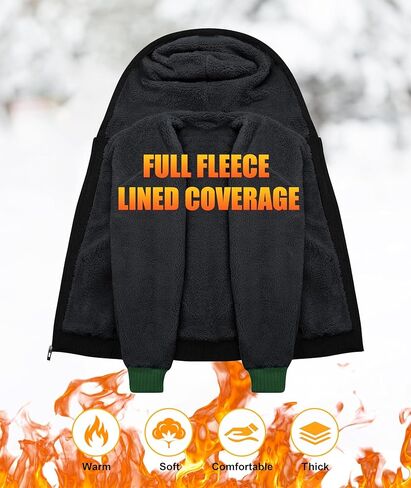 SWISSWELL Hoodies for Men Zip Up Fleece Lined Heavy Sherpa Hooded Sweatshirt Warm Heavy Duty Fleece Jacket in Kuwait