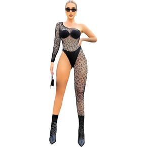 Womens Fishnet Bodystocking Mesh bodysuit One Piece Jumpsuit Sexy Exotic Lingerie Teddy Lingerie Nightwear in Kuwait