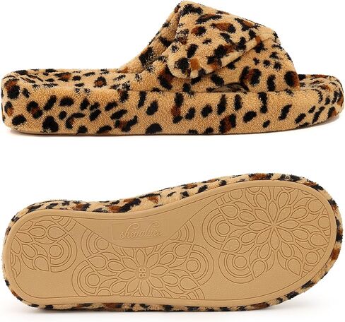 Shevalues Shevalues sheropedic slippers للنساء مع الدعم القوس قابلة للتعديل أحذية منزل القدم المفتوحة لالتهاب اللفافة الأخمصية ، النمر البني 39 in Kuwait