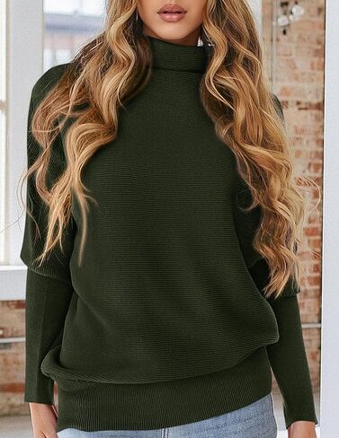 PRETTYGARDEN Womens Sweaters Fall Fashion 2025 Casual Loose Turtleneck Batwing Long Sleeve Knit Sweater Pullover Tops in Saudi Arabia