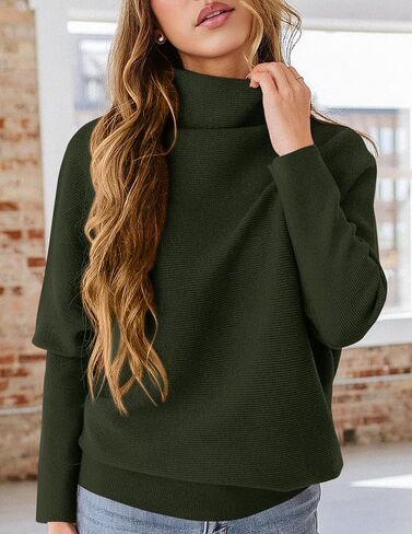 PRETTYGARDEN Womens Sweaters Fall Fashion 2025 Casual Loose Turtleneck Batwing Long Sleeve Knit Sweater Pullover Tops in Saudi Arabia