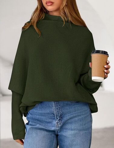 PRETTYGARDEN Womens Sweaters Fall Fashion 2025 Casual Loose Turtleneck Batwing Long Sleeve Knit Sweater Pullover Tops in Saudi Arabia