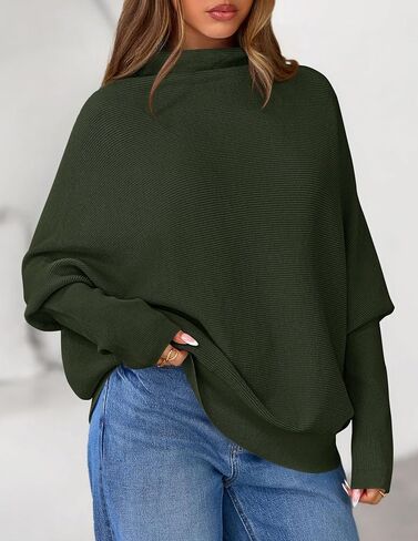 PRETTYGARDEN Womens Sweaters Fall Fashion 2025 Casual Loose Turtleneck Batwing Long Sleeve Knit Sweater Pullover Tops in Saudi Arabia