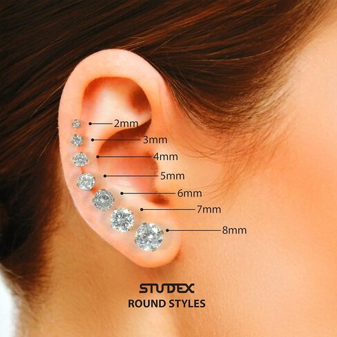 STUDEX Sensitive Cubic Zirconia Stud Earrings 4mm | Hypoallergenic and Nickel Safe for Sensitive Ears | Gold Plated Posts | High Fashion Earrings for Women and Men-PR-742-S in Kuwait
