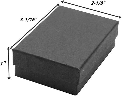 100 Pack Black Matte Color Cotton Filled Cardboard Jewelry Boxes 3.25 x 2.25 x 1 Inches (100) #32 By RJ Displays in Saudi Arabia