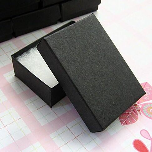 100 Pack Black Matte Color Cotton Filled Cardboard Jewelry Boxes 3.25 x 2.25 x 1 Inches (100) #32 By RJ Displays in Saudi Arabia