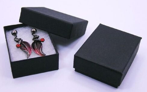 100 Pack Black Matte Color Cotton Filled Cardboard Jewelry Boxes 3.25 x 2.25 x 1 Inches (100) #32 By RJ Displays in Saudi Arabia