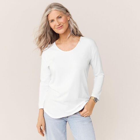 Lands' End Women's 3/4 Sleeve Lightweight Jersey U-Neck Tunic in Saudi Arabia