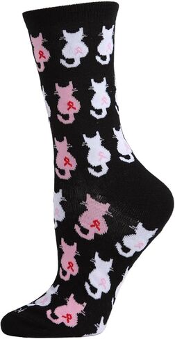 MeMoi Pink Cat Ribbon Breast Cancer Awareness Bamboo Blend Socks in Saudi Arabia