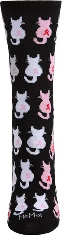 MeMoi Pink Cat Ribbon Breast Cancer Awareness Bamboo Blend Socks in Saudi Arabia