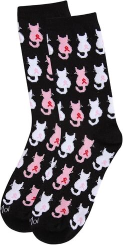 MeMoi Pink Cat Ribbon Breast Cancer Awareness Bamboo Blend Socks in Saudi Arabia