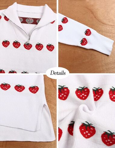 Alsol Lamesa Women's Quarter Zip Collar Pullover Long Sleeve Heart Sweater Side Split Knit Sweaters in Kuwait