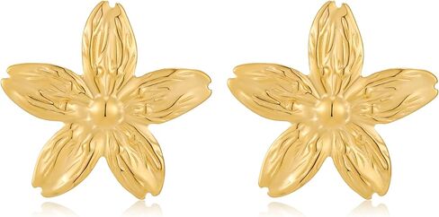 أقراط زهرة ذهبية للنساء - أقراط مسمار الفولاذ المقاوم للصدأ - هدية أنيقة عصرية لزوجتها صديقها المناسب لعيد عيد ميلاد عيد الأم عيد الحب in Kuwait